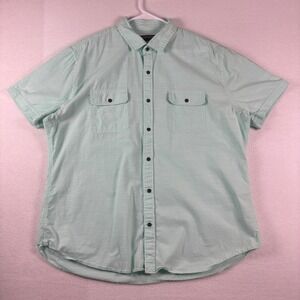 Express Mens XXL Mint Green Short Sleeve Button Up Utility Pocket Shirt Slub